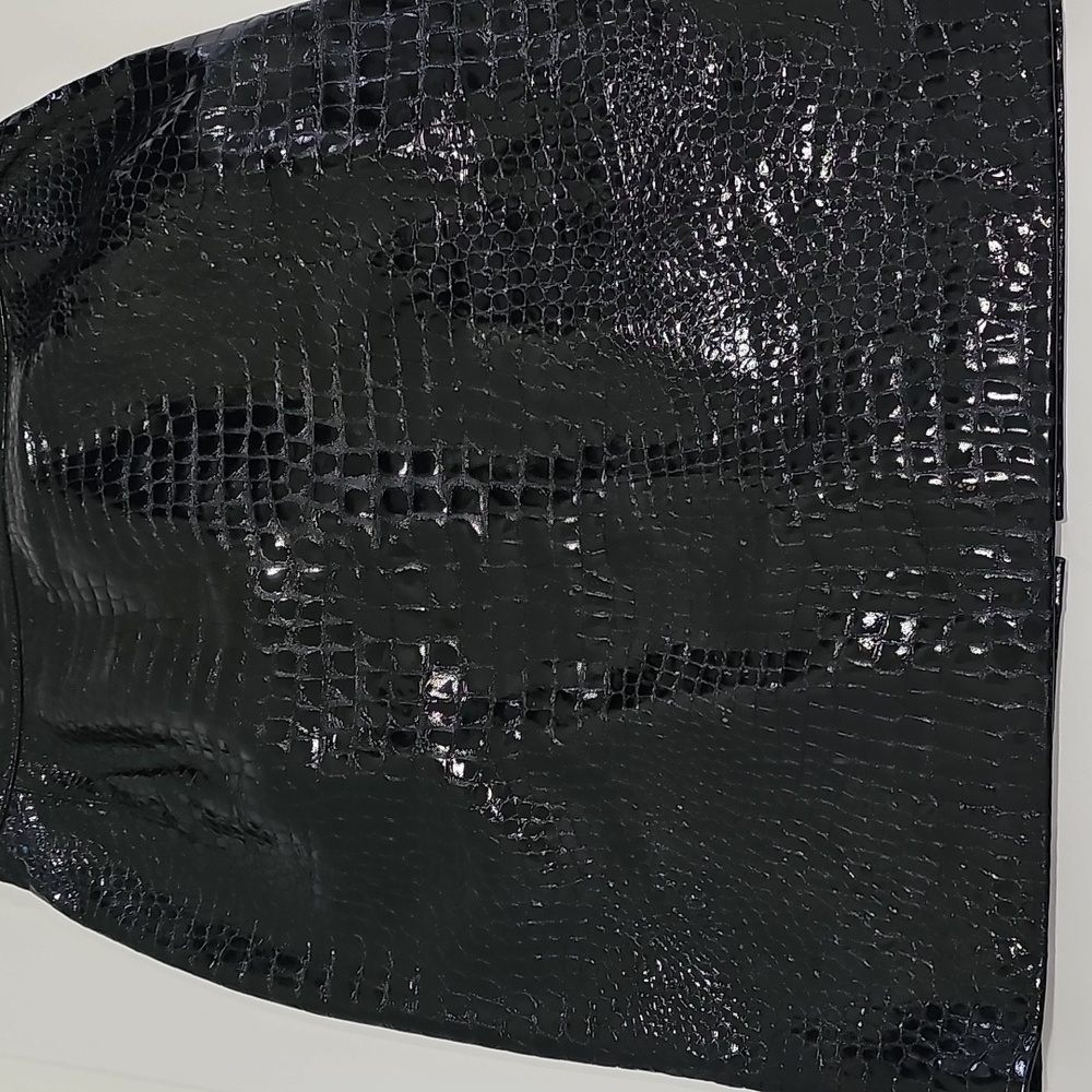 Genny black leather crocodile texture fully lined Size M Vintage - Picture 10 of 11